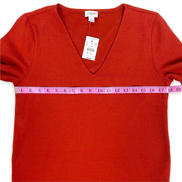J. Crew Textured V-Neck Three Quarter Sleeve Top Size Small Burnt Orange/Rust - Picture 4 of 9